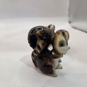 Ceramic Squirrel Figurine Brown Cream Hand Painted Miniature Collectible Decor